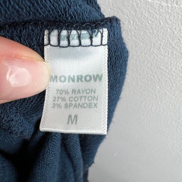 MONROW Navy Blue Long Sleeve Ruffle Shoulder Round Neck Pullover Sweater Size M - Picture 6 of 7